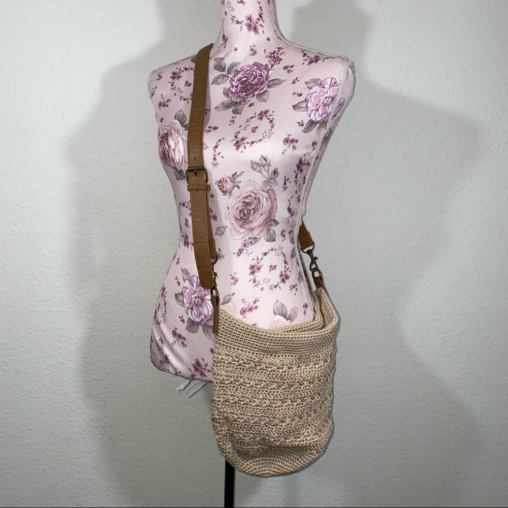 Sonoma Cream/Tan Beach Style Woven Crossbody Bag